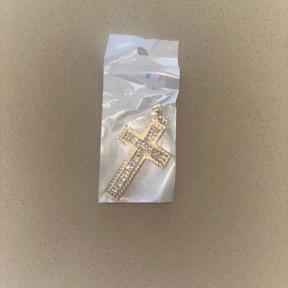 Other - Gold Cross Pendant with Rhinestones